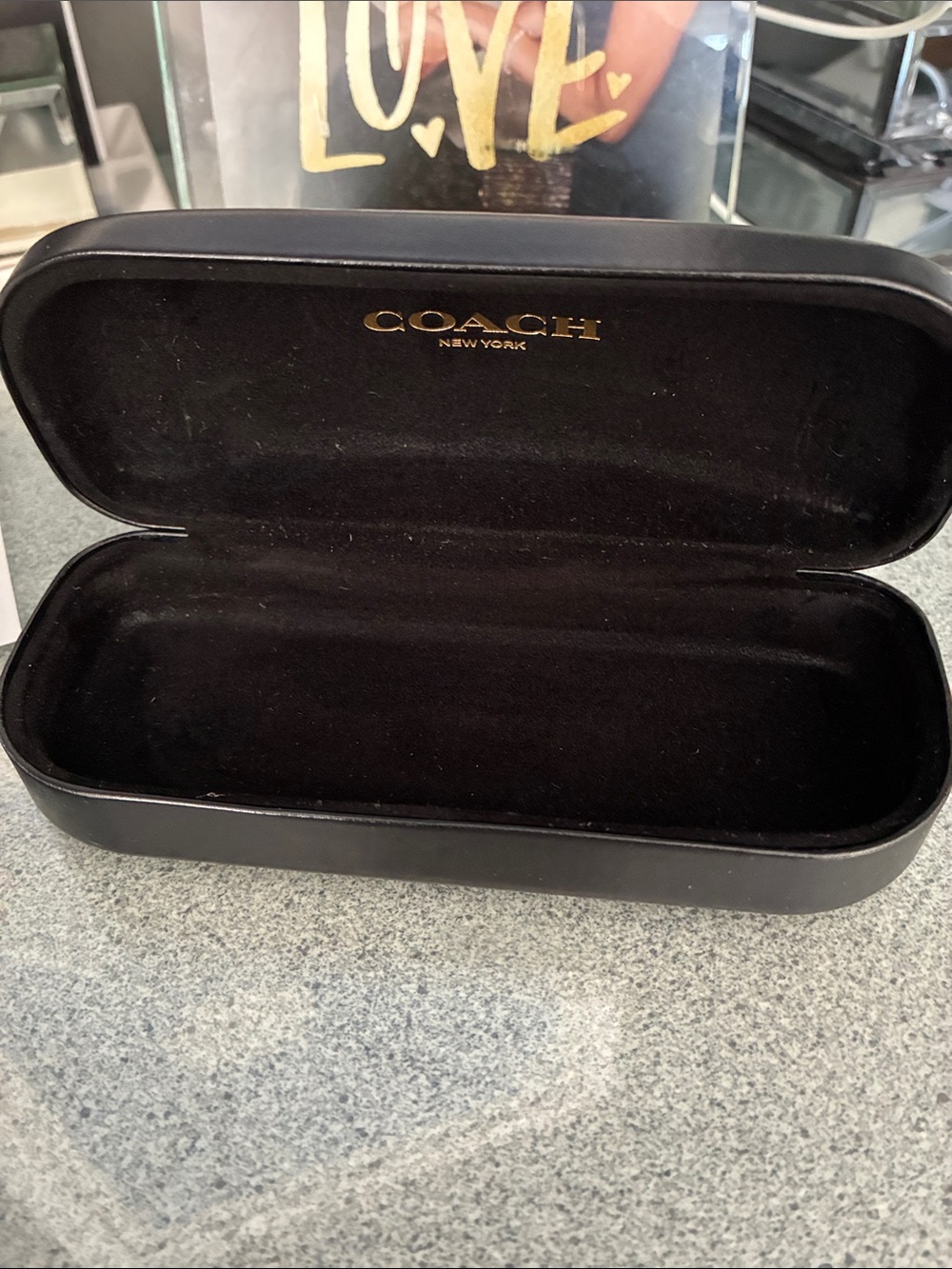 COACH Black Eyewear Case with Gold Logo